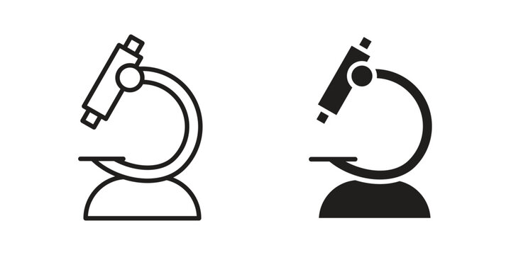 Microscope icon for mobile application, button and website design.