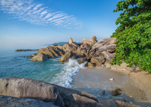 Hin Ta and Hin Yai Rocks, Grandfather and Grandmother rock on the Lamai Beach in Koh Samui, Thailand