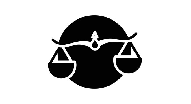 Black and white scales icon symbol.
