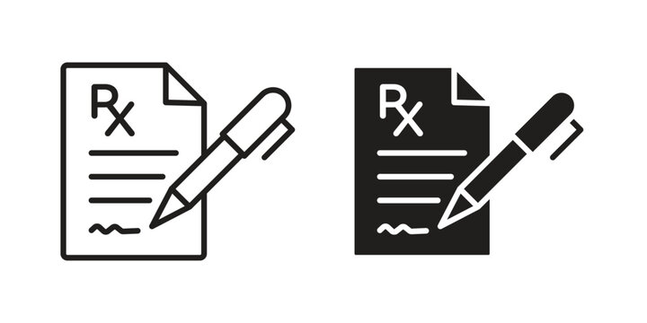 Prescription icon for mobile application, button and website design.