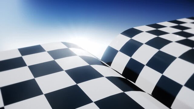 Waving checkered flag in the wind as a seamless loop animation with alpha channel, 3D motorsport background for racing broadcast intro and grand prix event content 16:9