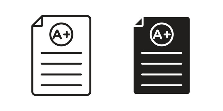 Report card icon for mobile application, button and website design.