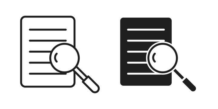 Research icon for mobile application, button and website design.