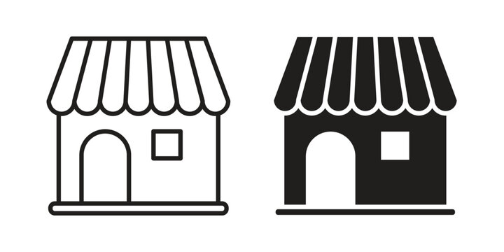 Shop icon for mobile application, button and website design.