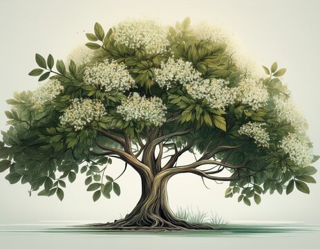elder tree on isolated background