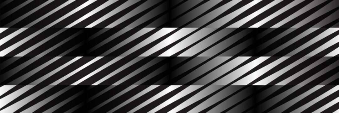 Black and white striped halftone gradient. Fading line gradation background. Repeating strip pattern backdrop. Parallel lines wallpaper for overlay, print, cover. Vector Doppler effect concept