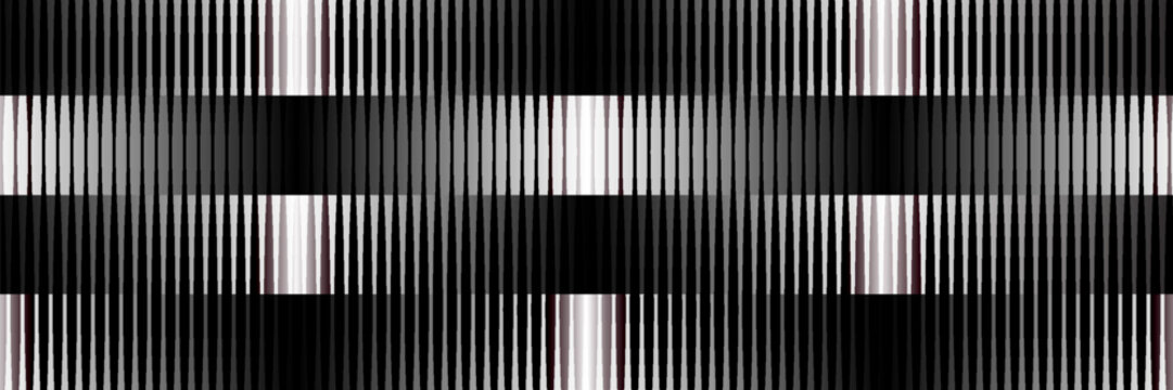 Black and white striped halftone gradient. Fading line gradation background. Repeating strip pattern backdrop. Parallel lines wallpaper for overlay, print, cover. Vector Doppler effect concept