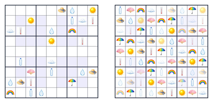 Learning activity sudoku with summer weather