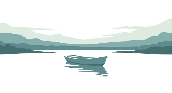 Small white boat on calm water.
