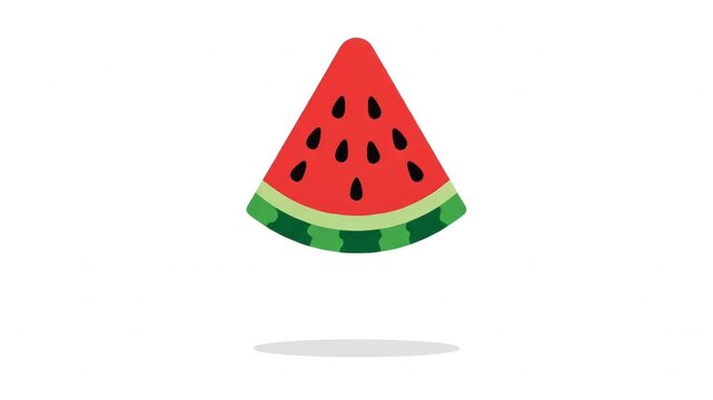 Cute cartoon watermelon slice bouncing up and down on a clean white background