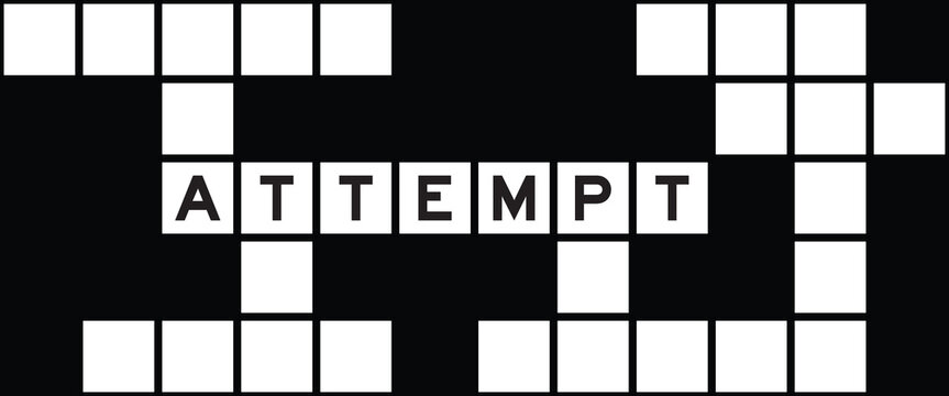 Alphabet letter in word attempt on crossword puzzle background