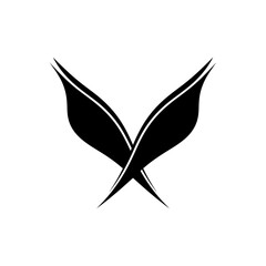 Obraz premium Minimalist black crossed wings logo on white background