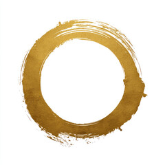 Obraz premium Golden ink brush circle, imperfect edges, symbolizing unity and zen
