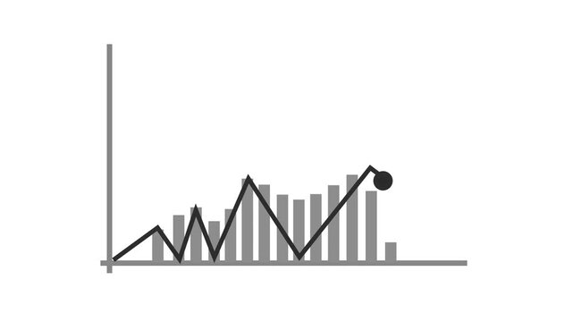 Simple bar chart and line graph data trends and changes in performance animation