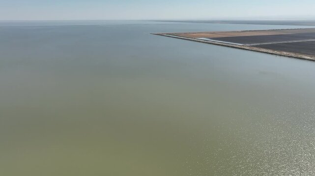Tulare Lake Flooded Farmland Aerial Shot R in San Joaquin Valley California USA