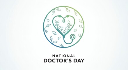 Fototapeta premium National Doctor’s Day Minimal Heart and Stethoscope Icon