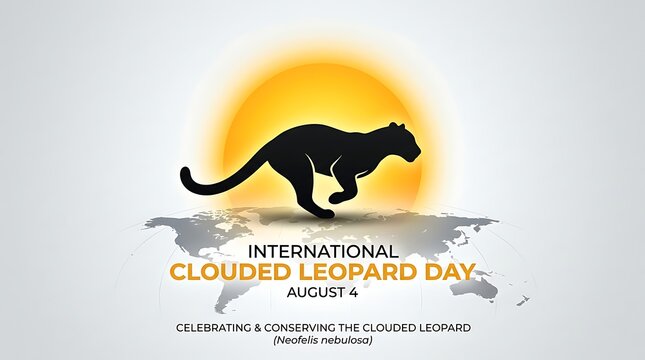 International clouded leopard day celebration poster with silhouette and global map design