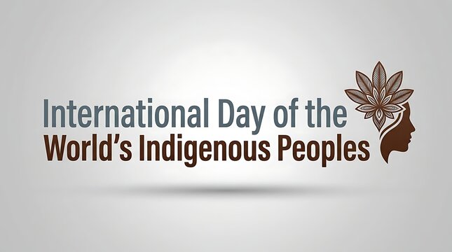 International day of the worlds indigenous peoples celebration graphic design with floral head silhouette