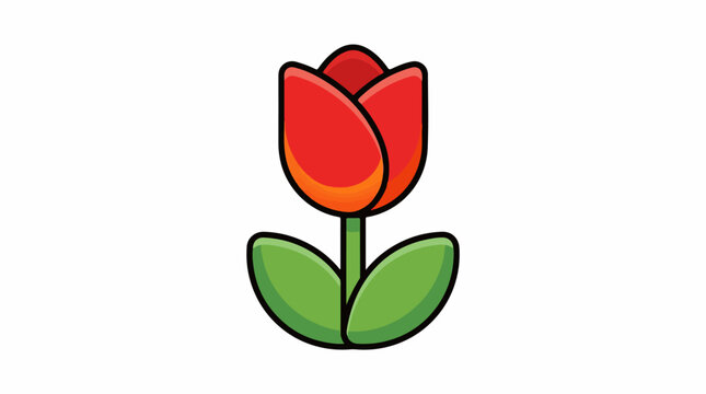 A colorful cartoon tulip with red petals