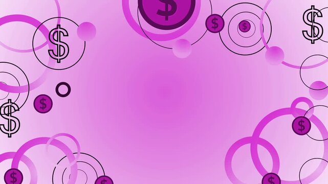 Abstract finance background with dollar symbols animation