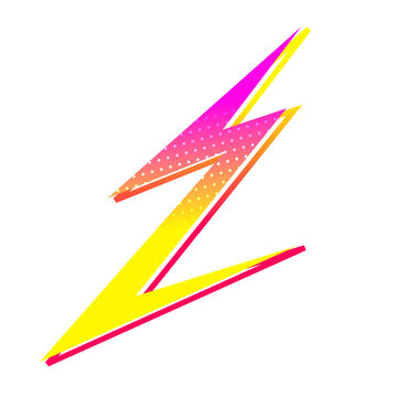 Retro 80s Synthwave gradient neon style memphis pop art Zigzag geometric shape design vaporwave Element.