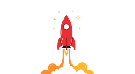Red Rocket Ship Blasting Off Into Space. © Bilal