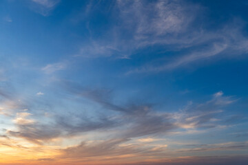 Fototapeta premium Sunset sky with beautiful clouds. Nature sky background.
