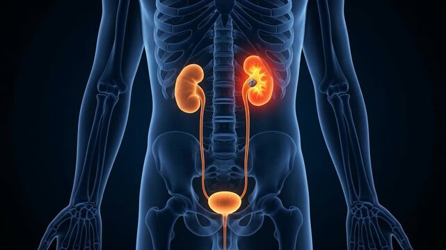 Animated 3d visualization of kidney stones in the human body