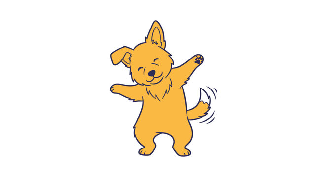 Smiling dog dancing on two legs.
