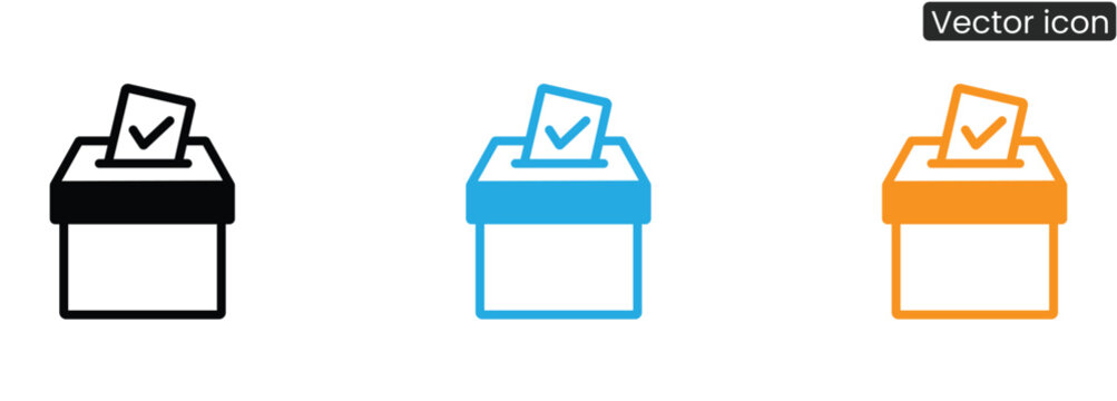 Colorful vector icons of ballot boxes on white background for voting and election concepts