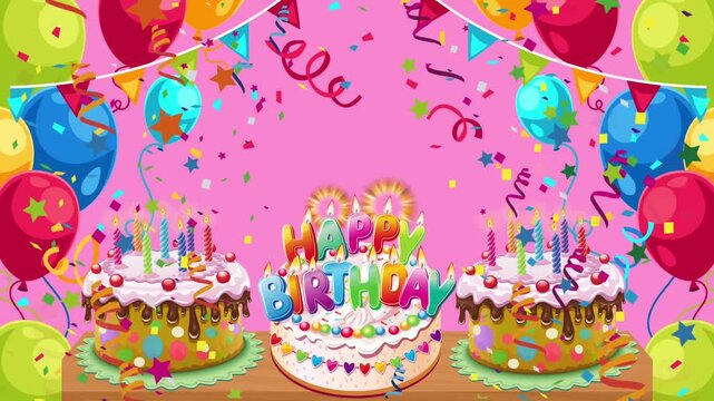 happy birthday cake present confetti art celebrate 