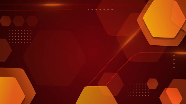 Abstract geometric background with hexagon shapes glowing lines and modern tech style animation