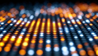Fototapeta premium Abstract Digital Background Featuring A Pixelated Grid Of Glowing Blue And Orange Led Light Bulbs