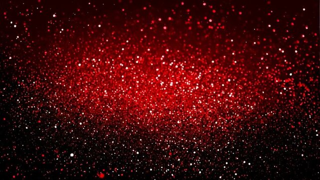 Red sparkling particles dancing under a spotlight, creating a magical and luxurious animation with a dazzling festive atmosphere.