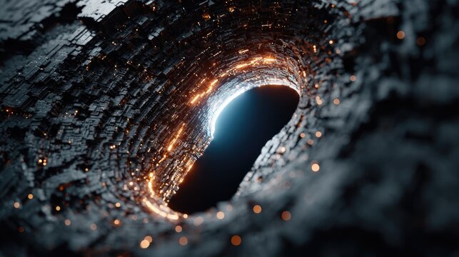 Abstract 3d render of a glowing blue cyber keyhole, digital security and access, tech background, professional graphic resource, 8k quality render.