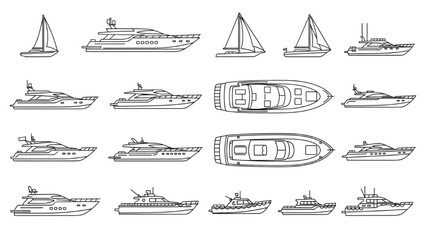 Detailed 2D AutoCAD Vector illustrations of various boats and ships © Stock Image Paradise
