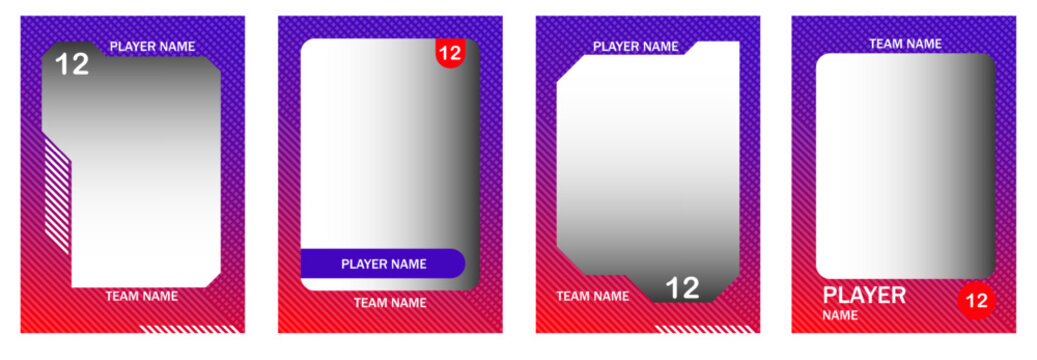 Collection of retro baseball collectible card frames with sporty borders, ticket inspired details and vintage appeal.