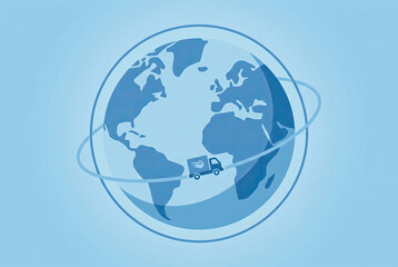 Naklejka premium Global Delivery and International Logistics Around the World Illustration