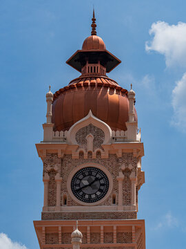 The Sultan Abdul Samad Building, a historic site completed in 1897 featuring Moorish-inspired architecture and a prominent clock tower in Kuala Lumpur, Malaysia