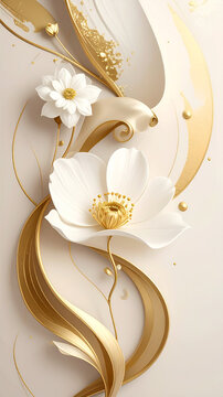 Eleganter floraler Luxus-Hintergrund in Creme und Gold