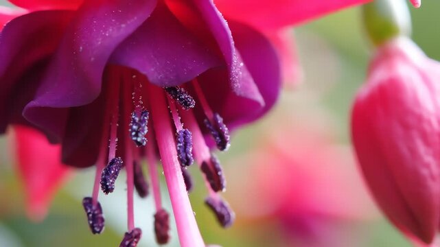 Vibrant fuchsia flower background with detailed petals and stamens