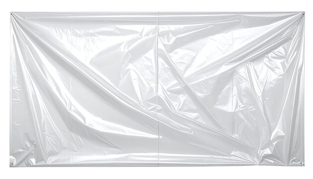 Crumpled white plastic film texture overlay with realistic folds and creases