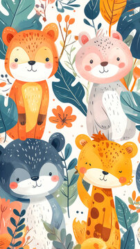 Niedliches Waldtier-Muster f&uuml;r Kinderdesign
