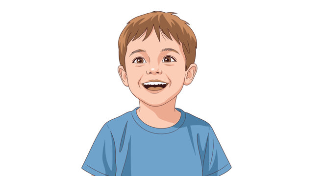 Smiling young boy with brown hair.