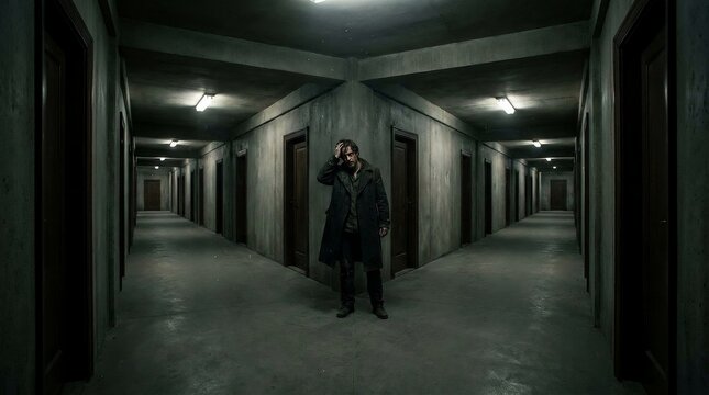 Trapped in an Endless Maze of Choices, Chronic Overthinking and Mental Exhaustion Concept
