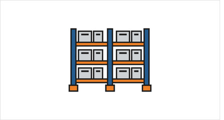 Warehouse Shelving Unit Filled With Boxes. © Khoirur