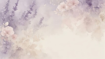 Obraz premium Soft Pastel Watercolor Floral Background with Copy Space