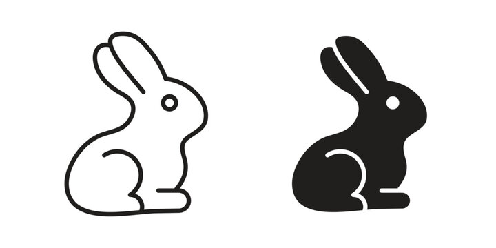 Rabbit icon symbol. Vector outline drawing. Editable stroke.
