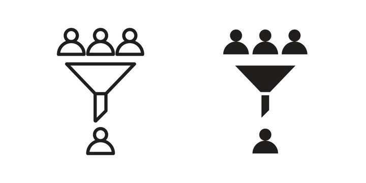 sales conversion icon symbol. Vector outline drawing. Editable stroke.
