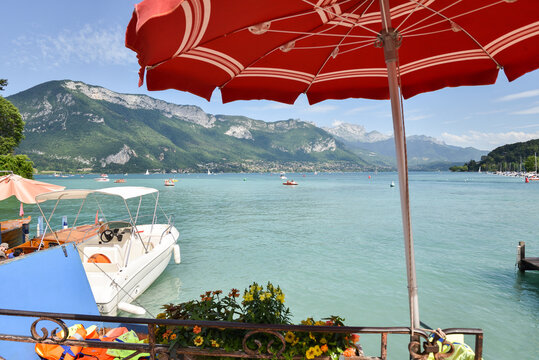 Lake Annecy with Mountain Panorama During Summer in France